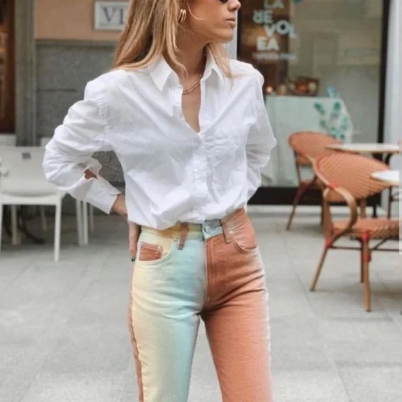 NWT Zara Rainbow Ombré Straight Fit Mid Rise Jeans | Blogger’s Fave 🔥 - Picture 4 of 10